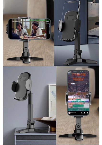 Masaüstü Telefon Standı 360 Derece Dönebilen Başlıklı Ayaklı Telefon Tripodu