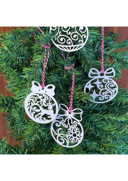 10 Parça Kırmızı Beyaz Ipli Fiyonk Model Ahşap Yılbaşı Ağaç Süsü fırsatları