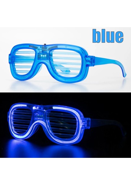 Bfs Mavi LED Işıklı Parti Gözlüğü - Neon Glow Şerit Gözlük 3 Modlu