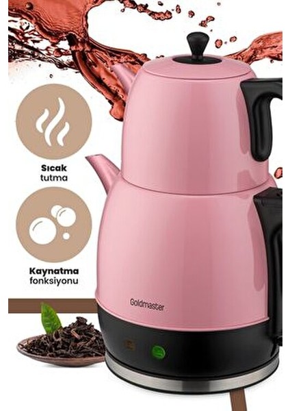 Pembe Çay Makinesi ve Su Isıtıcısı 2 Litre Kapasite Paslanmaz Çelik ve Plastik Malzemeden indirimleri