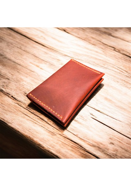 Hena El Yapımı Hakiki Deri Taba Renk Kart Cüzdan