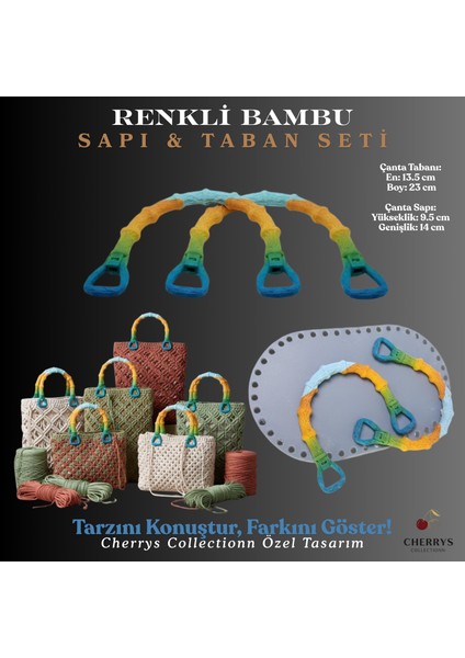 Renkli Bambu Çanta Sapı ve Çanta Tabanı Seti modelleri