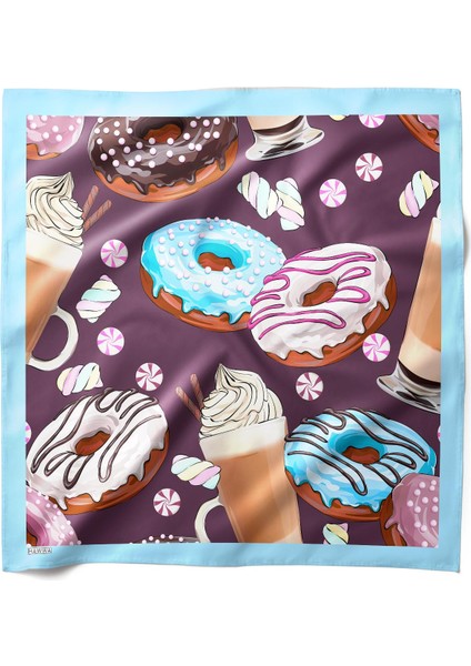 Tatlı Donut Desenli Bandana Fular