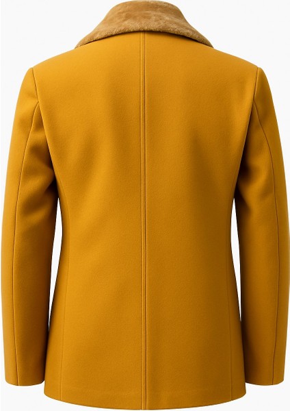 Erkek Kürklü Yaka Kaşe Kaban – Slim Fit Çift Düğmeli Kışlık Mont modelleri