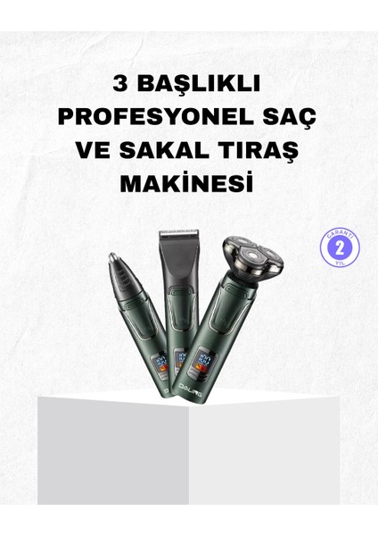 Bfs Şarjlı ve Kablosuz 3 Başlıklı Profesyonel Bakım Seti – Saç, Sakal, Burun ve Kulak Düzeltici