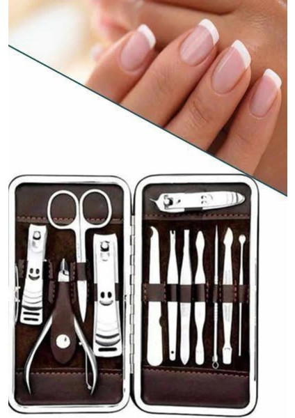 Bfs 12 Parça Manikür Pedikür Seti Özel Deri Çanta El Ayak Bakımı Akne ve Sivilce Temizleme modelleri