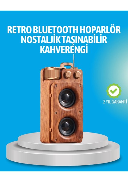 Bfs Retro Bluetooth Hoparlör Ahşap Görünümlü 5W Çift Stereo Ses
