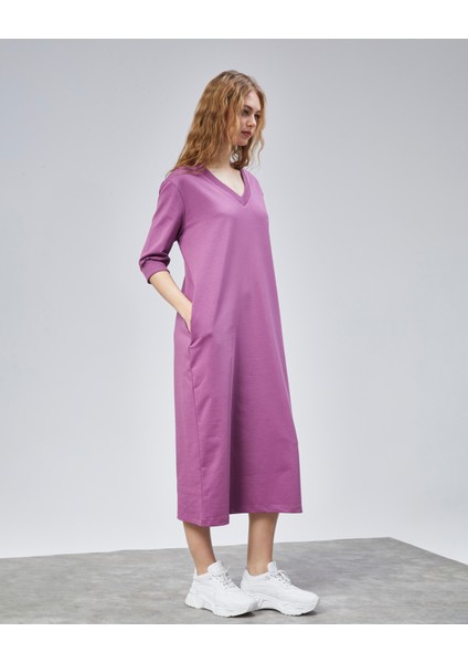 Kadın V Yaka Truvakar Kol Oversize Elbise modelleri