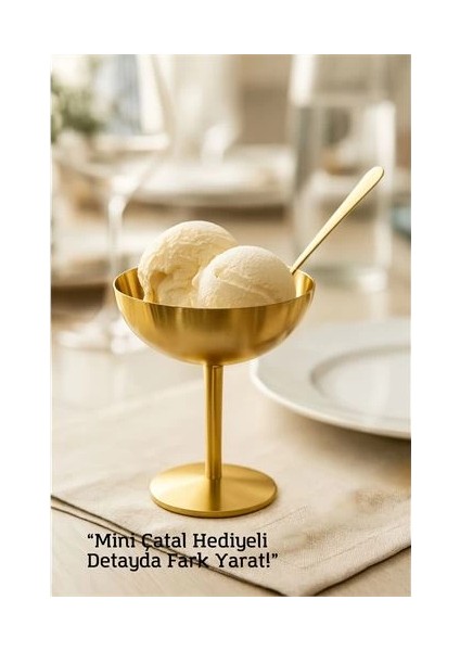 Bfs Gold Inox Çelik Ayaklı Dondurma ve Sunum Kasesi – Tatlı, Lokum ve Sunum Kabı