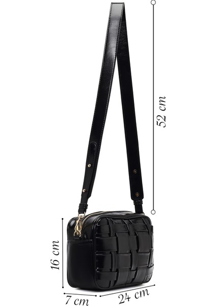 Kadın Siyah Uzun Askılı Örgülü Çapraz Çanta 25WBD274229 fiyatları