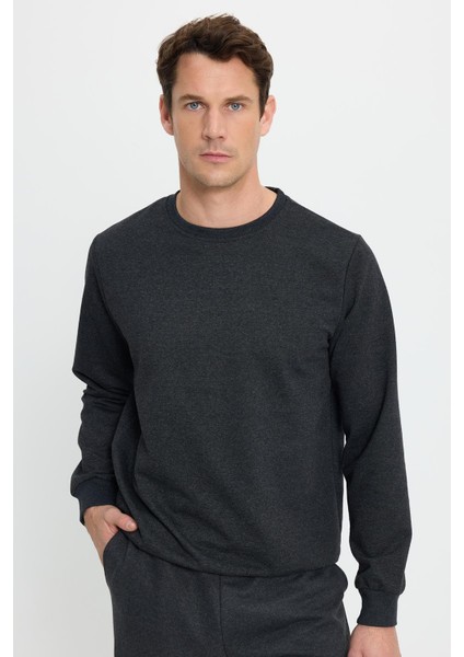 Erkek Relax Fit Pamuklu 2 Iplik Yumuşak Dokulu Bisiklet Yaka Antrasit Eşofman Takımı fiyatları