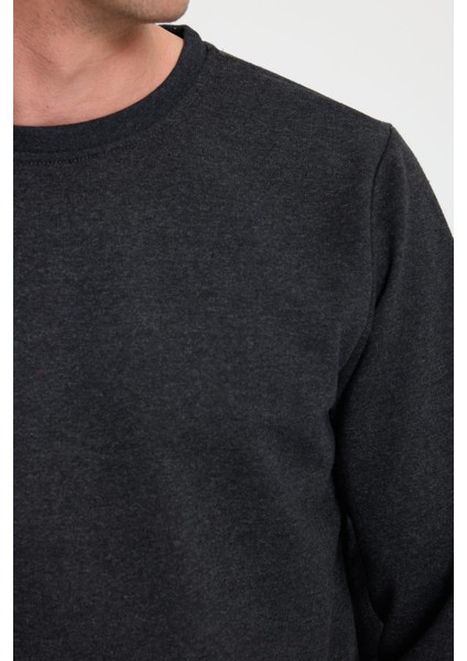 Erkek Relax Fit Pamuklu 2 Iplik Yumuşak Dokulu Bisiklet Yaka Antrasit Eşofman Takımı modelleri