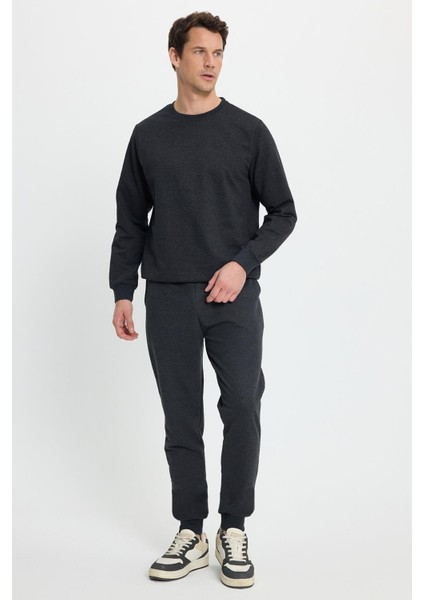 Erkek Relax Fit Pamuklu 2 Iplik Yumuşak Dokulu Bisiklet Yaka Antrasit Eşofman Takımı fırsatları