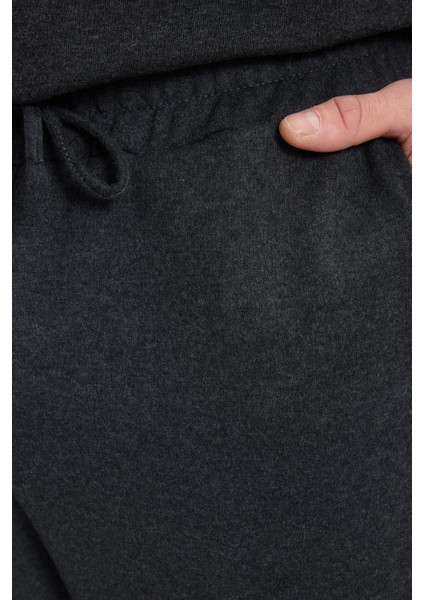 Erkek Relax Fit Pamuklu 2 Iplik Yumuşak Dokulu Bisiklet Yaka Antrasit Eşofman Takımı