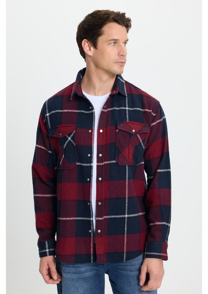 Erkek Relax Fit Rahat Kesim Oduncu Çift Cep Düğmeli Kareli Kışlık Gömlek fiyatları