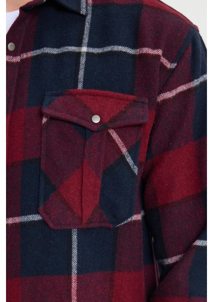 Erkek Relax Fit Rahat Kesim Oduncu Çift Cep Düğmeli Kareli Kışlık Gömlek modelleri