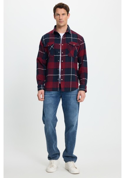 Erkek Relax Fit Rahat Kesim Oduncu Çift Cep Düğmeli Kareli Kışlık Gömlek fırsatları