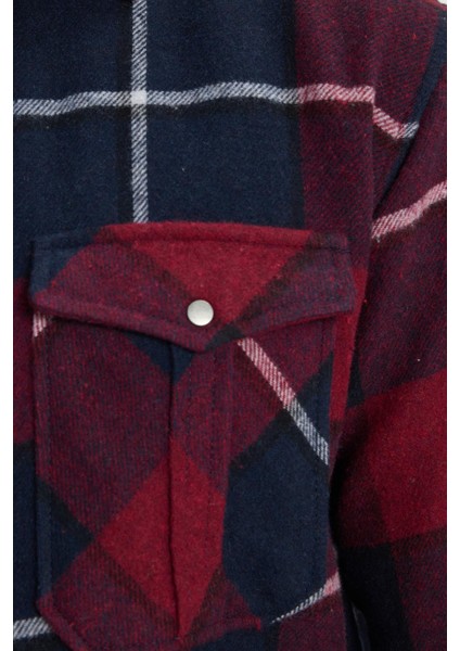 Erkek Relax Fit Rahat Kesim Oduncu Çift Cep Düğmeli Kareli Kışlık Gömlek