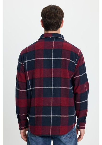 Erkek Relax Fit Rahat Kesim Oduncu Çift Cep Düğmeli Kareli Kışlık Gömlek