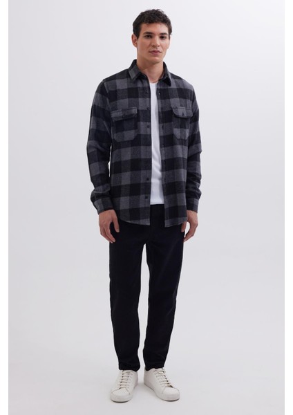 Erkek Slim Fit Dar Kesim Uzun Kollu Kapaklı Çift Cepli Kareli Kışlık Oduncu Gömlek fırsatları