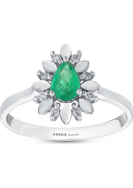 0.06 Karat Zümrüt Taşlı Pırlanta Yüzük