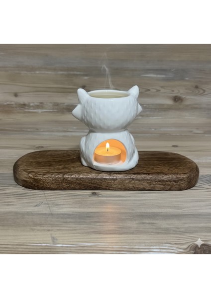 Sevimli Beyaz Tilki Figürlü Seramik Buhurdanlık / Aroma Terapi Lambası ve Tealight Mumluk fiyatları
