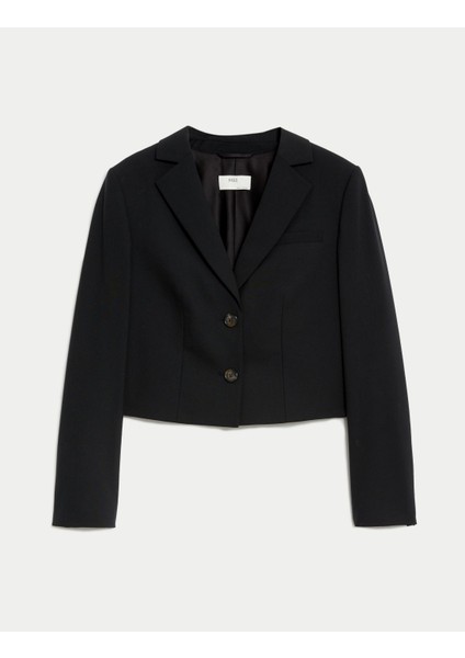 Tailored Fit Crop Yün Blazer Ceket