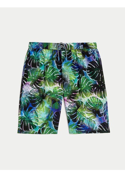 Yaprak Desenli Deniz Şortu (2-16 Yaş)