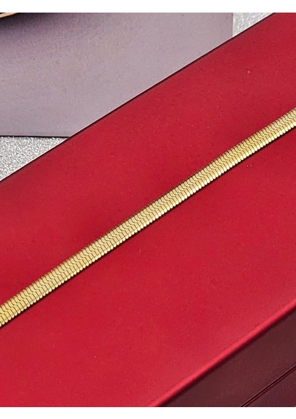 Xuping Italyan Ezme Zincir Model Balık Sırtı Gold Renk Çelik Bileklik
