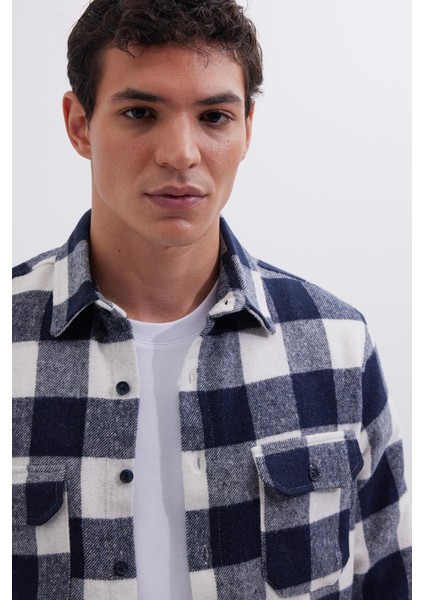 Erkek Slim Fit Dar Kesim Uzun Kollu Kapaklı Çift Cepli Kareli Kışlık Oduncu Gömlek fiyatları