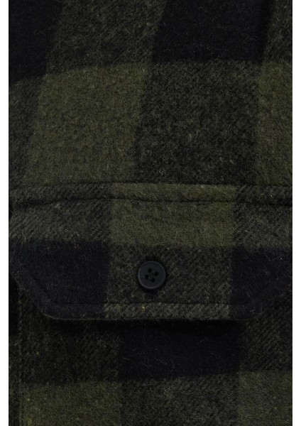 Erkek Slim Fit Dar Kesim Uzun Kollu Kapaklı Çift Cepli Kareli Kışlık Oduncu Gömlek