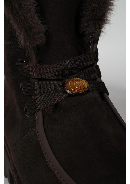 25K433 Kadın Hakiki Deri Içi Kürklü Bağcıklı Bot Kahve Süet fırsatları