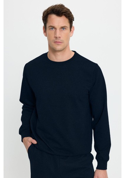 Erkek Relax Fit Pamuklu 2 Iplik Yumuşak Dokulu Bisiklet Yaka Lacivert Eşofman Takımı fiyatları