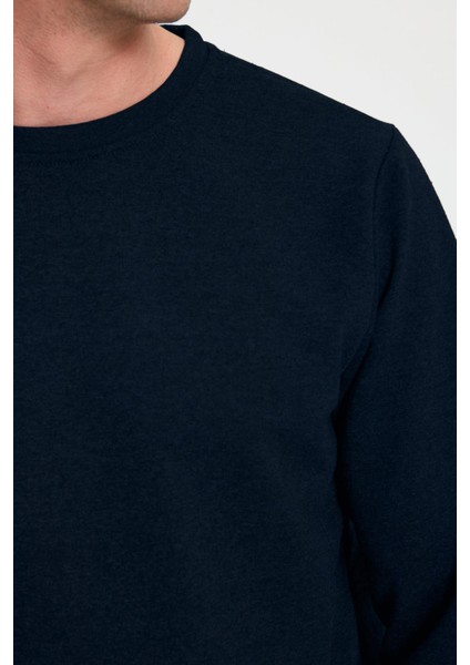 Erkek Relax Fit Pamuklu 2 Iplik Yumuşak Dokulu Bisiklet Yaka Lacivert Eşofman Takımı modelleri