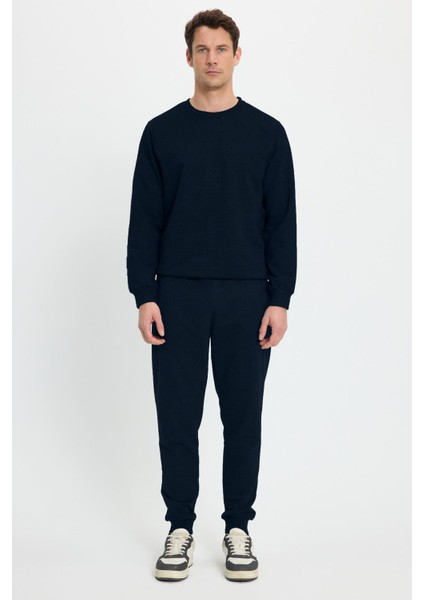 Erkek Relax Fit Pamuklu 2 Iplik Yumuşak Dokulu Bisiklet Yaka Lacivert Eşofman Takımı indirimleri