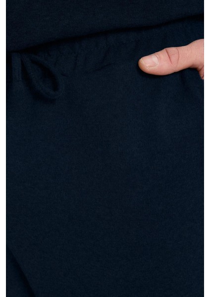 Erkek Relax Fit Pamuklu 2 Iplik Yumuşak Dokulu Bisiklet Yaka Lacivert Eşofman Takımı