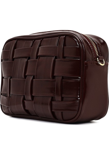 Kadın Bordo Uzun Askılı Örgülü Çapraz Çanta 25WBD274229