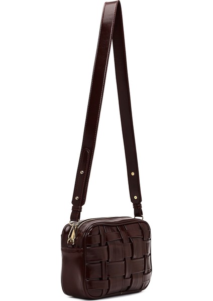 Kadın Bordo Uzun Askılı Örgülü Çapraz Çanta 25WBD274229