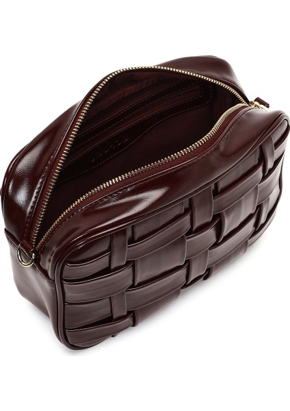 Kadın Bordo Uzun Askılı Örgülü Çapraz Çanta 25WBD274229