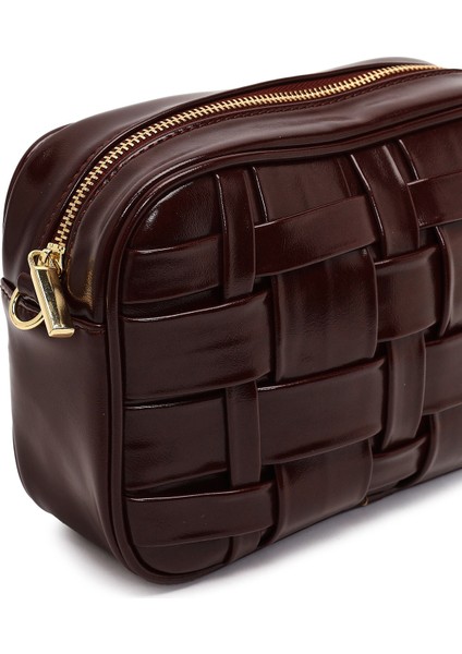 Kadın Bordo Uzun Askılı Örgülü Çapraz Çanta 25WBD274229