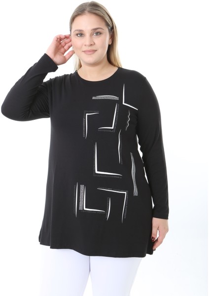 Kadın Büyük Beden Desenli Taş Baskılı Tunik modelleri