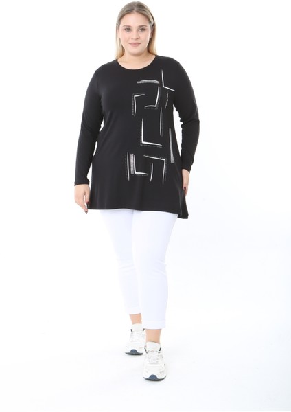 Kadın Büyük Beden Desenli Taş Baskılı Tunik indirimleri