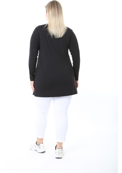 Kadın Büyük Beden Desenli Taş Baskılı Tunik