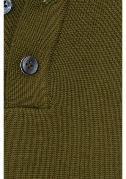 Erkek Standart Fit Normal Kesim Pamuklu Polo Yaka Haki Kazak modelleri