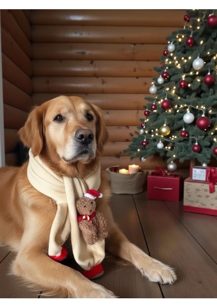Teddy Santa Yılbaşı Köpek Atkısı | Polar Peluş Köpek Atkısı | Köpek Yılbaşı Aksesuarı | Orta ve Büyük Irklar Için modelleri