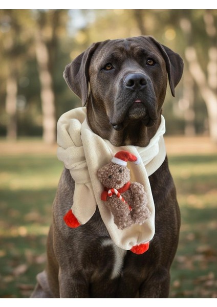 Teddy Santa Yılbaşı Köpek Atkısı | Polar Peluş Köpek Atkısı | Köpek Yılbaşı Aksesuarı | Orta ve Büyük Irklar Için fırsatları