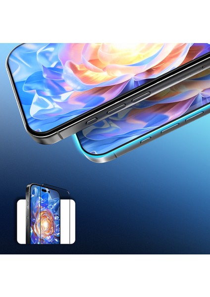 iPhone 16E Uyumlu Mohseven Safir Coating Privacy Hayalet Temperli Cam Ekran Koruyucu Siyah