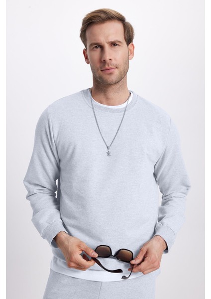 Erkek Relax Fit Pamuklu 2 Iplik Yumuşak Dokulu Bisiklet Yaka Gri Eşofman Takımı fiyatları