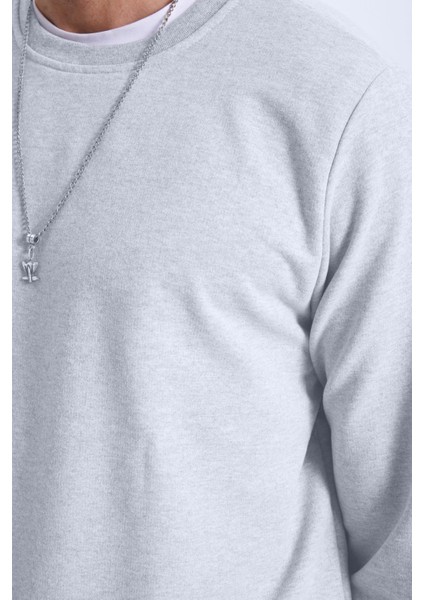 Erkek Relax Fit Pamuklu 2 Iplik Yumuşak Dokulu Bisiklet Yaka Gri Eşofman Takımı modelleri