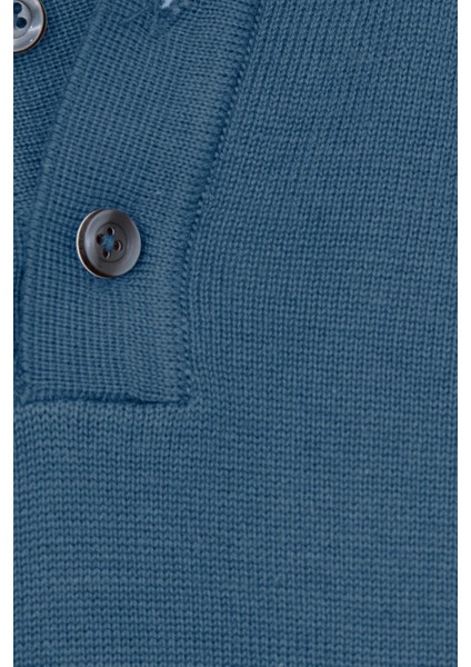 Erkek Standart Fit Normal Kesim Pamuklu Polo Yaka Indigo Kazak modelleri
